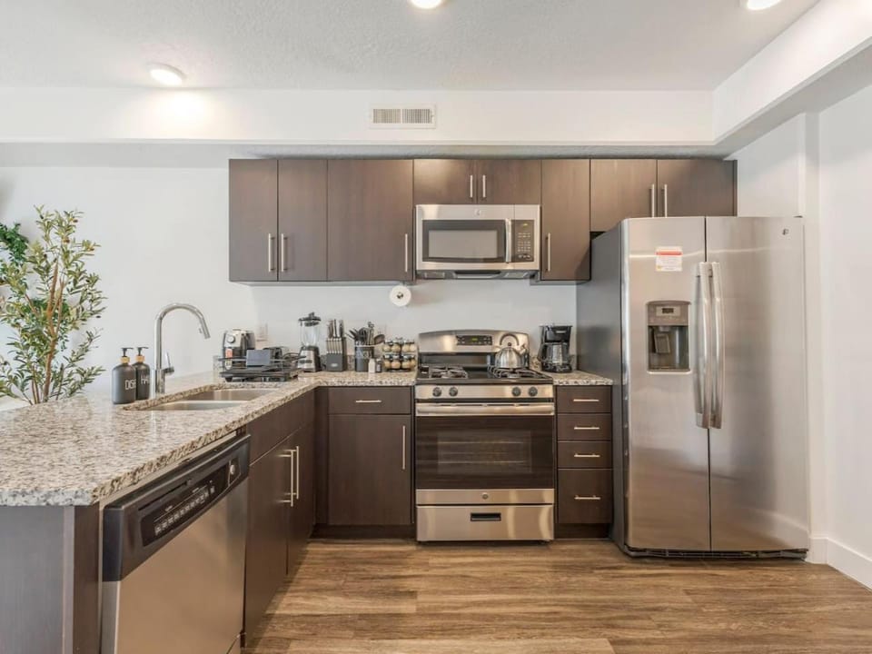 Kitchen or kitchenette, stove