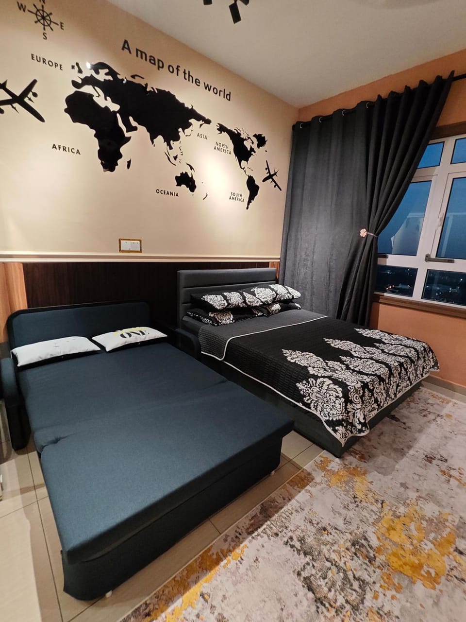 Bed, Living room, Bedroom