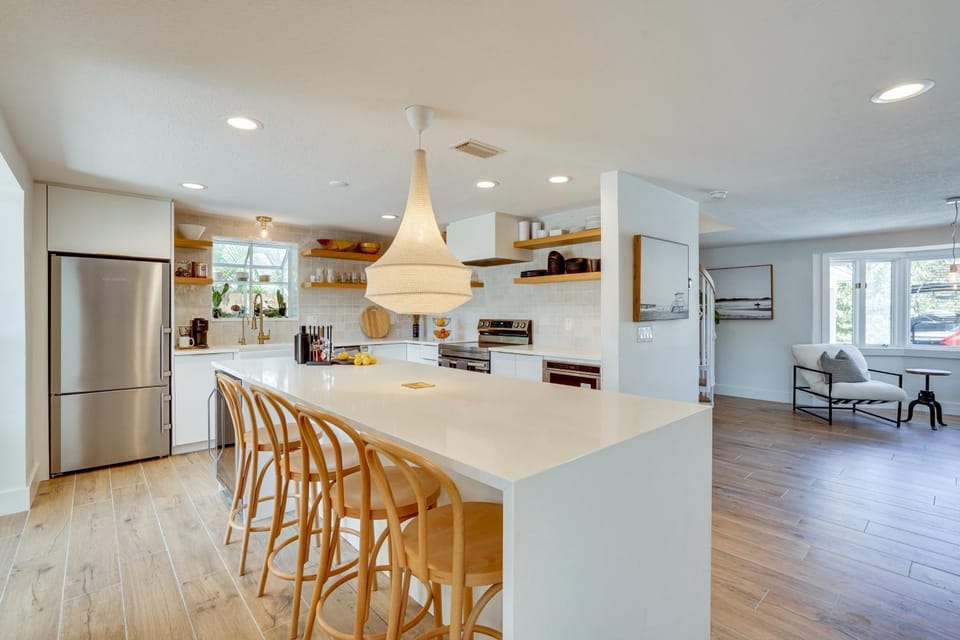 Steps to Bean Point Beach: Family Home w/ Pool House in Anna Maria Island