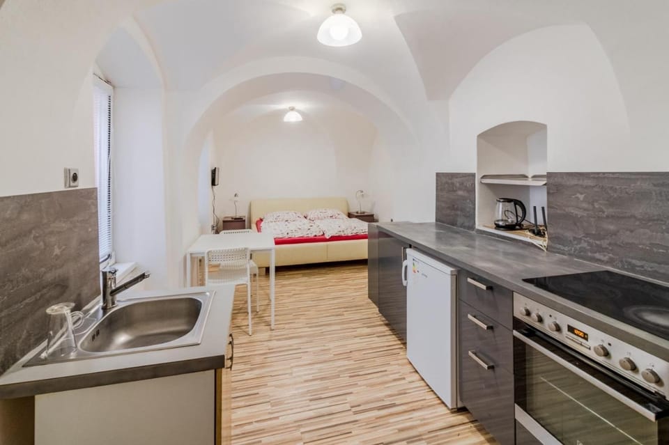Bed, Kitchen or kitchenette, Photo of the whole room, Bedroom, oven, stove