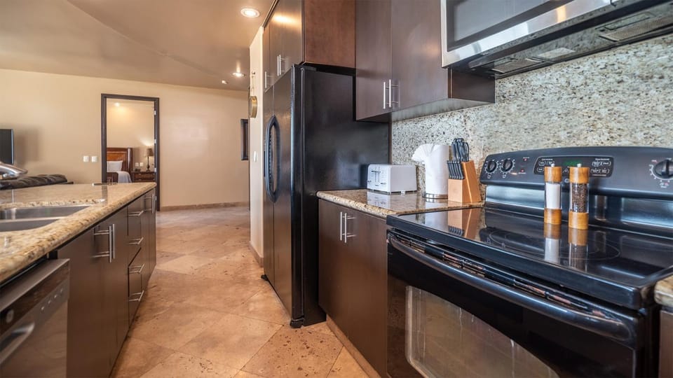 Kitchen or kitchenette, oven, stove