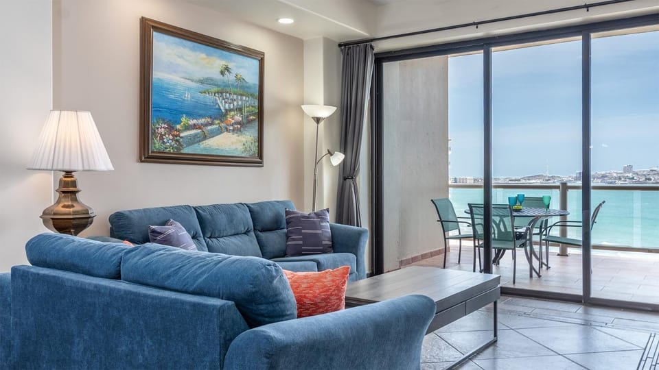 Living room, Seating area, Sea view