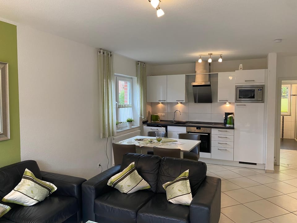 Kitchen or kitchenette, Living room, Seating area, Dining area, dishwasher, stove, toaster