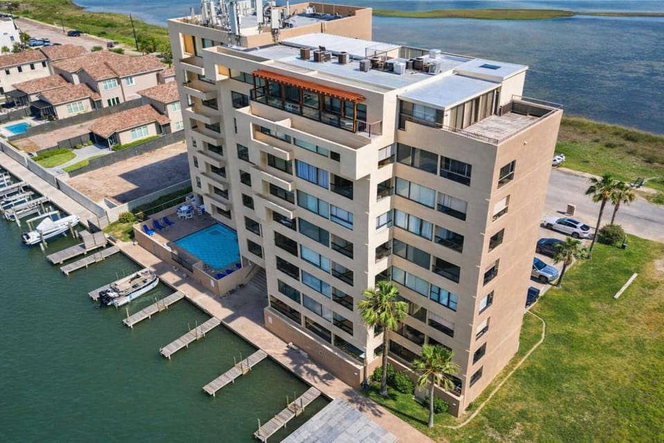 Channel Front with Pool Hot Tub Patio Apartment in South Padre Island