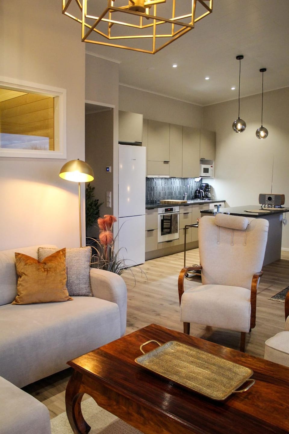 Living room, kitchen