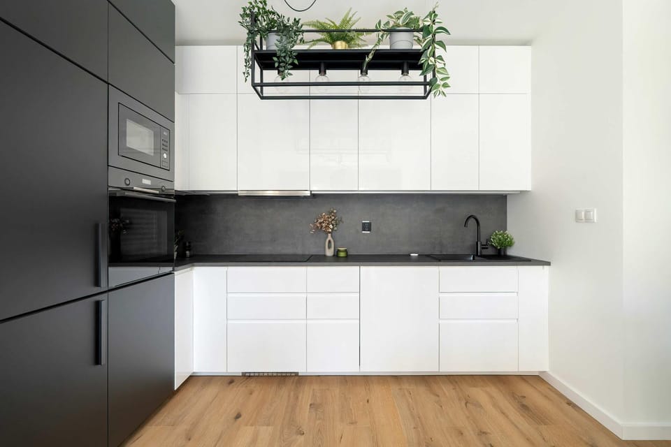 Kitchen or kitchenette, stove