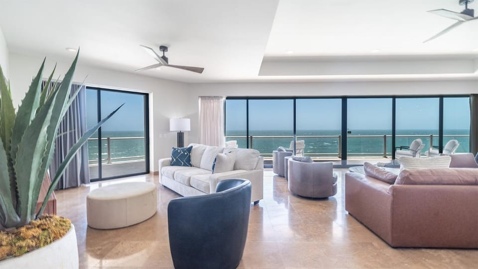 Living room, Seating area, Sea view