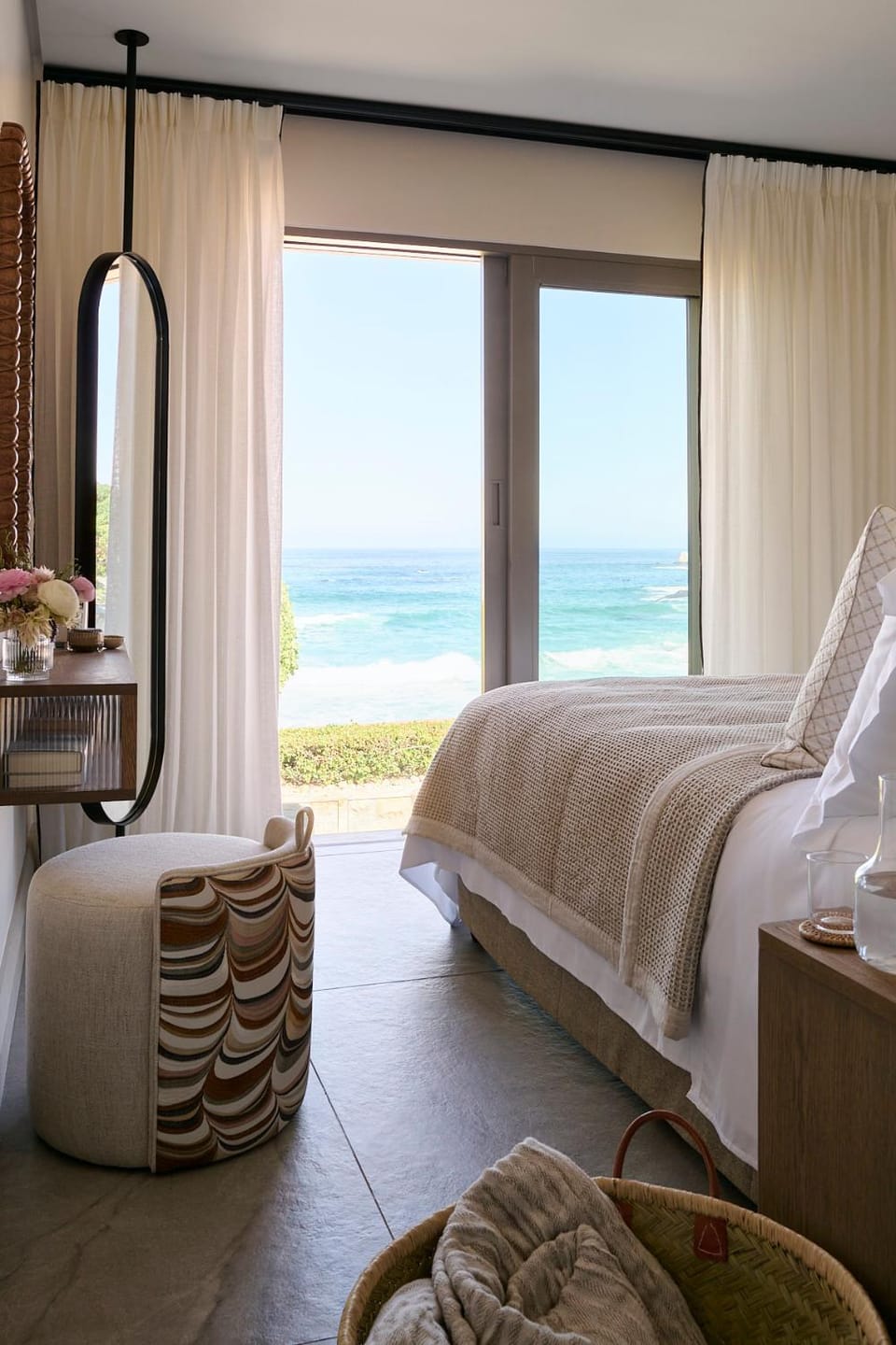 Bed, Natural landscape, Bedroom, Sea view