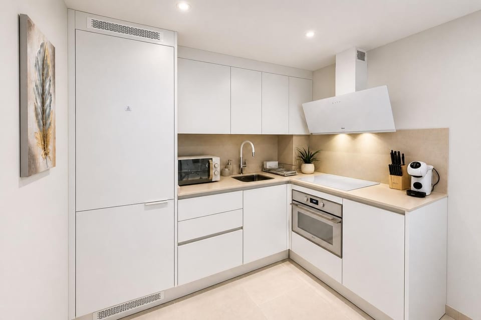 Kitchen or kitchenette, oven, stove, toaster