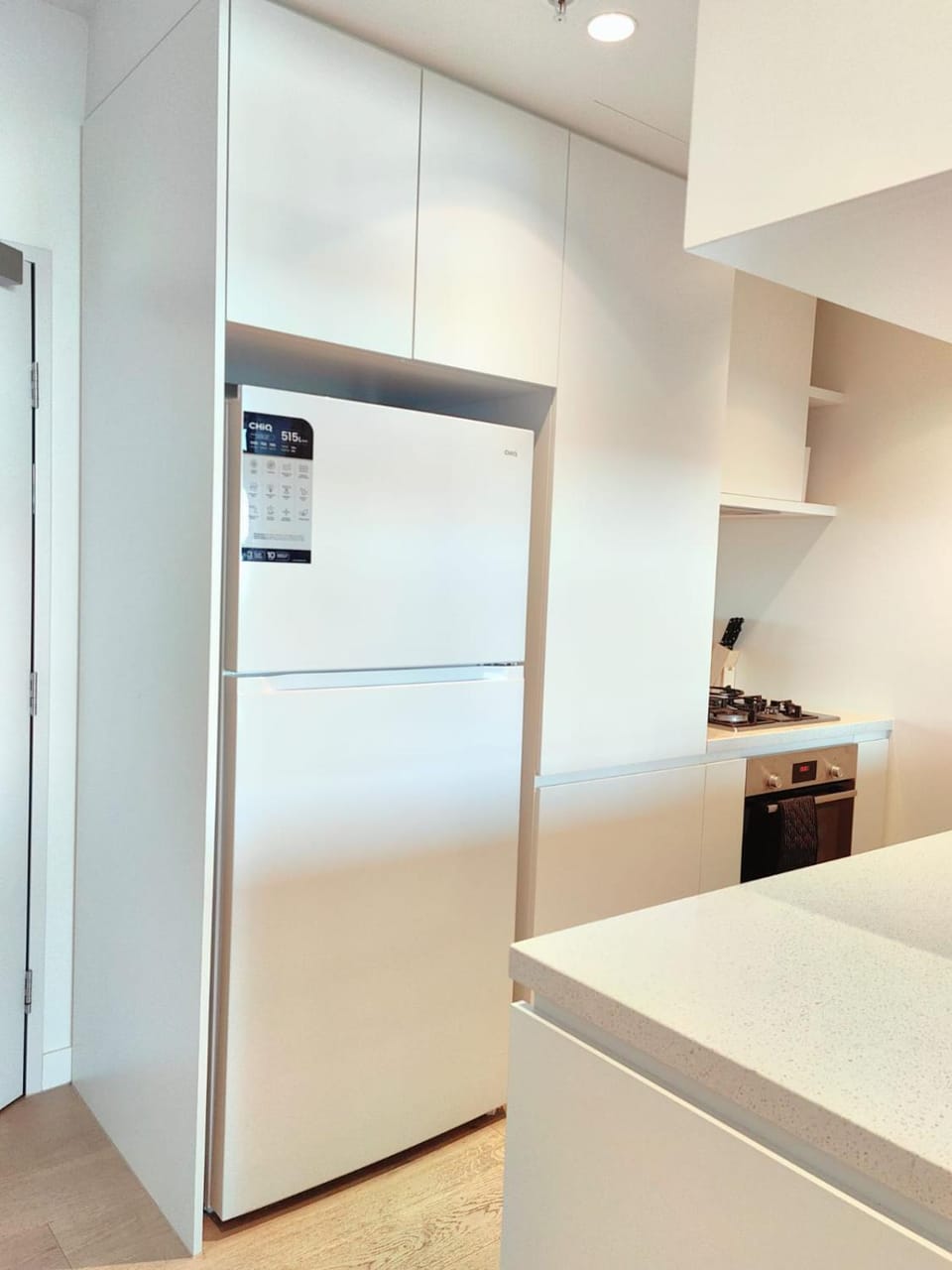 Kitchen or kitchenette, stove