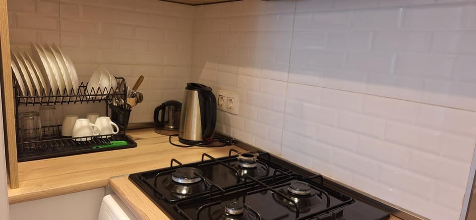 Coffee/tea facilities, Kitchen or kitchenette, stove