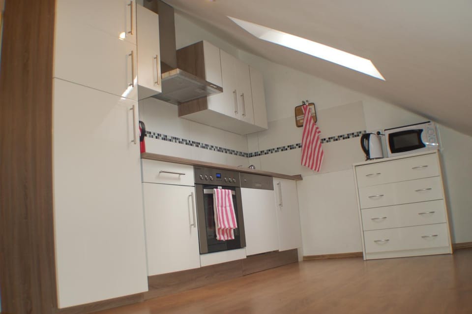 Kitchen or kitchenette, oven