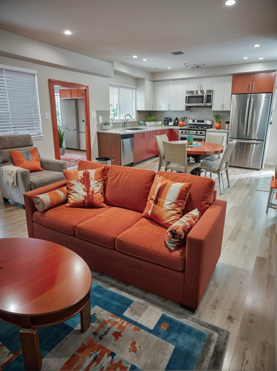 Kitchen or kitchenette, Living room, Dining area