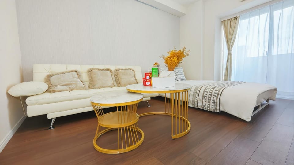 Bed, Living room, Seating area