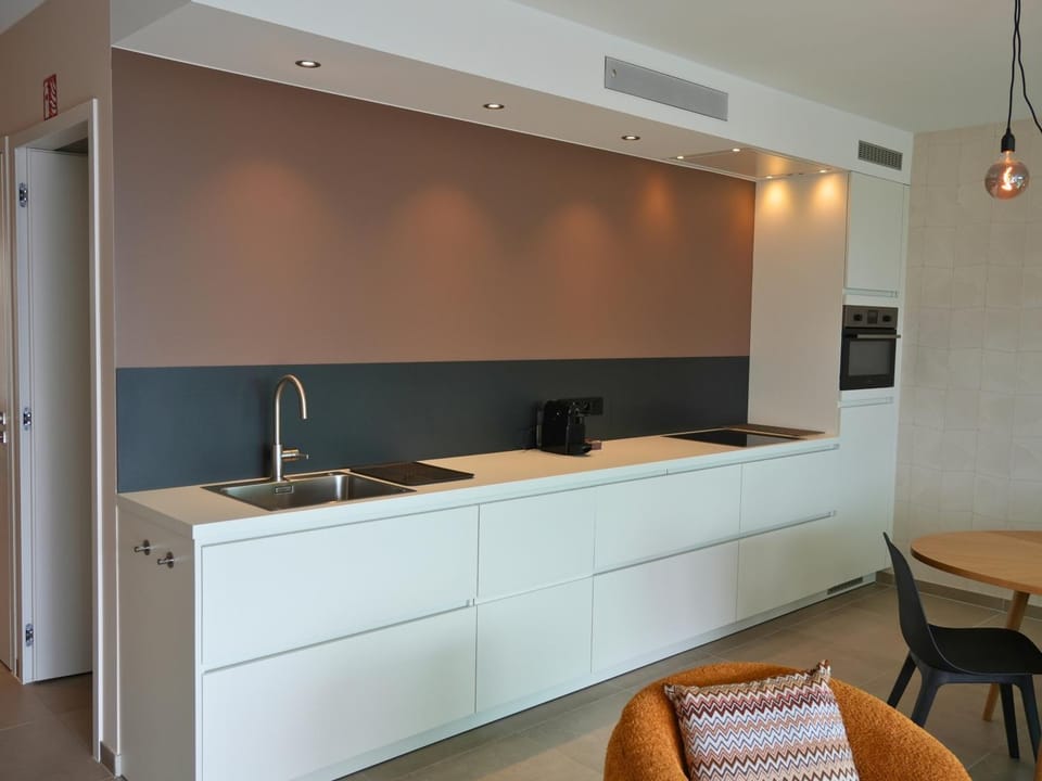 Kitchen or kitchenette, Living room, Seating area