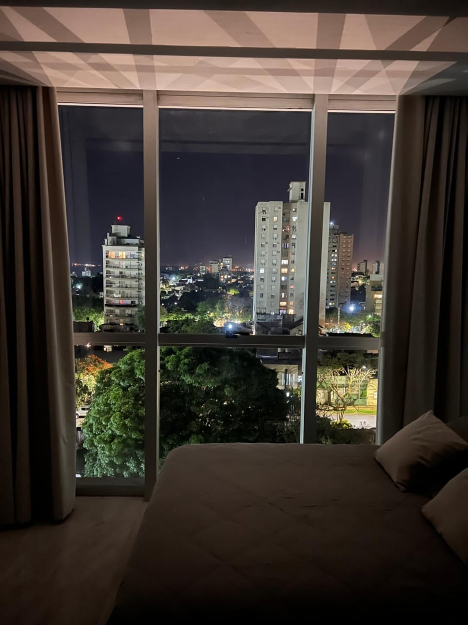 Bed, Night, City view