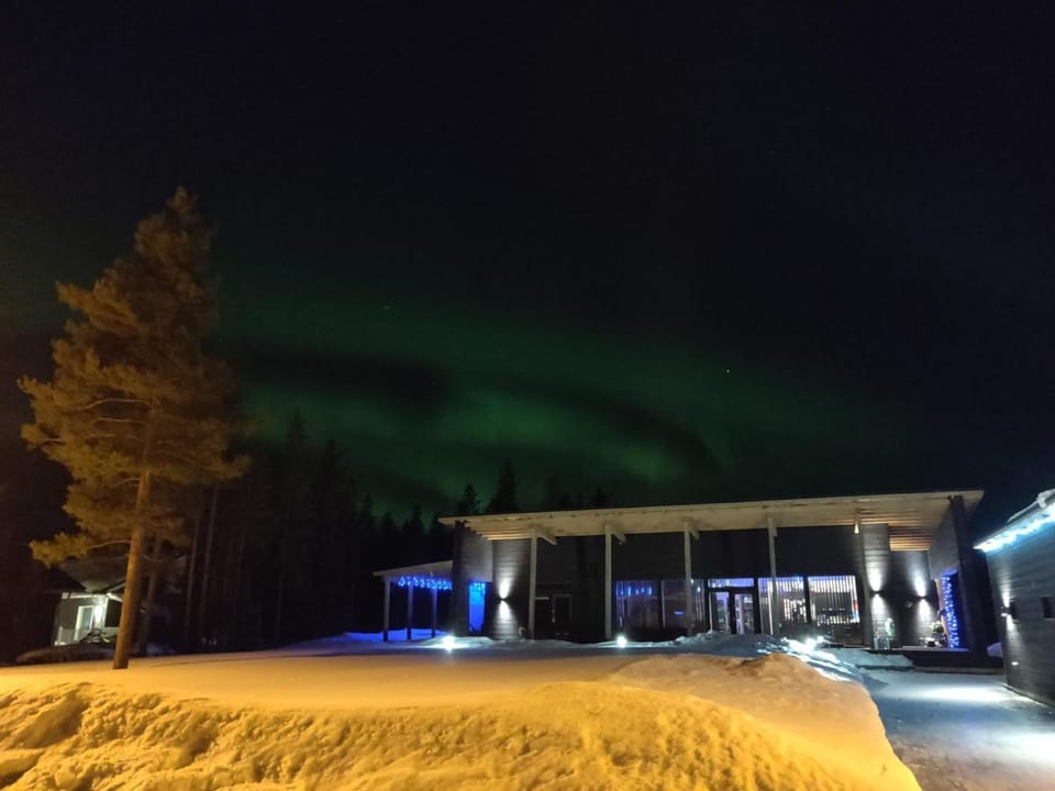 Property building, Night, Winter