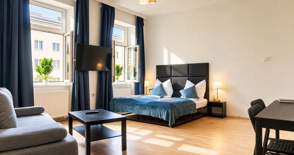 Bed, Living room, Seating area, Bedroom