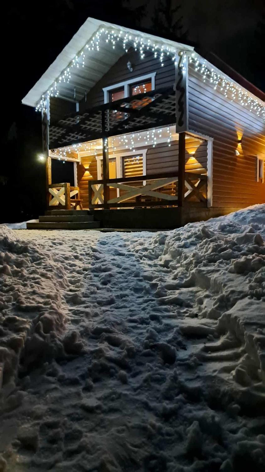Property building, Night, Winter