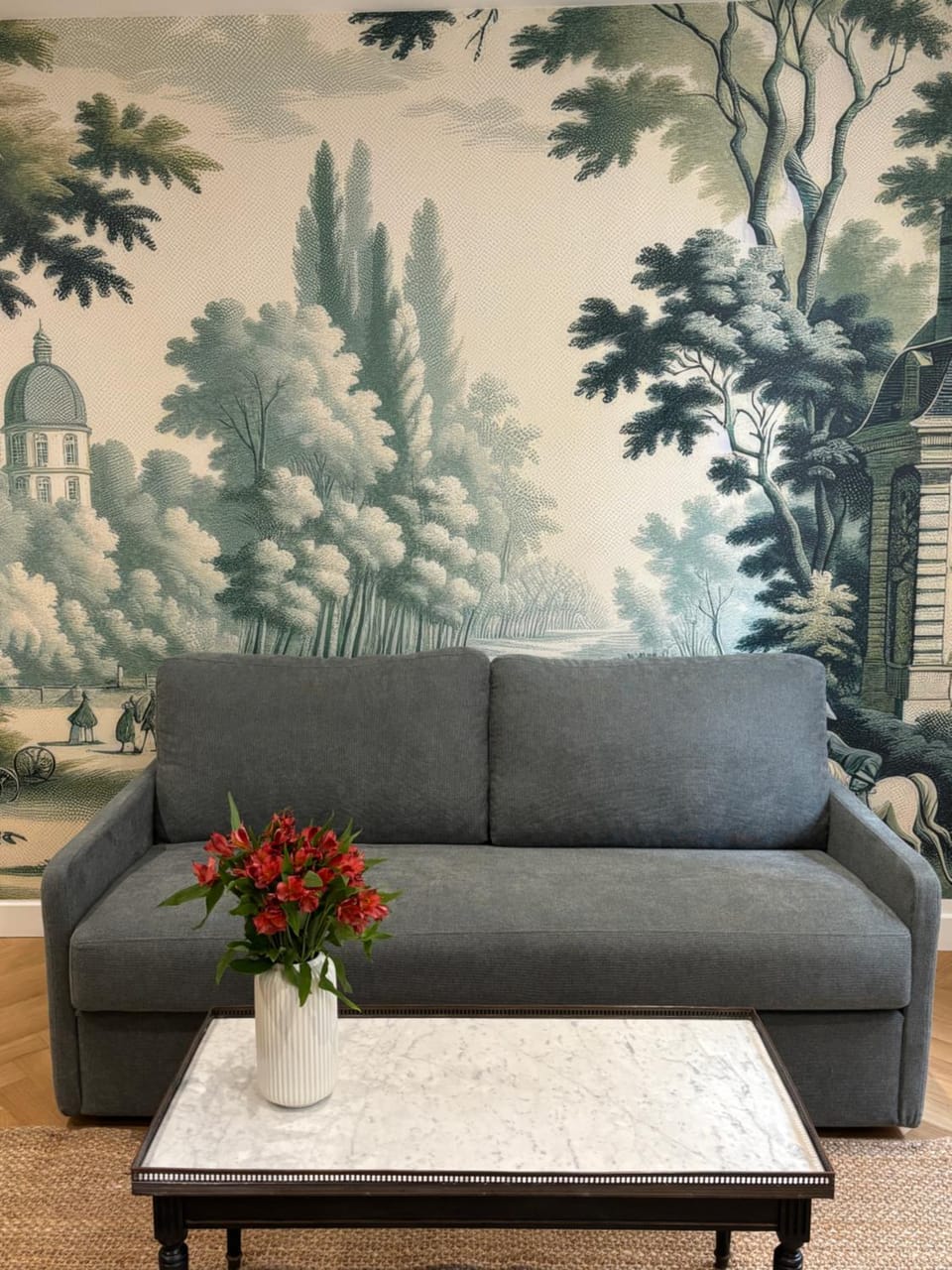 Bed, Living room, Seating area