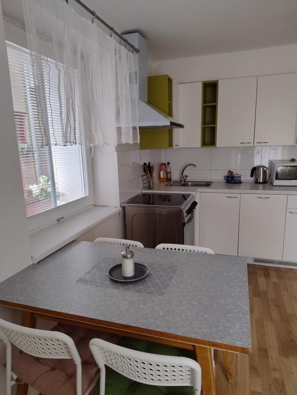 Coffee/tea facilities, View (from property/room), Kitchen or kitchenette, Dining area, dishwasher, microwave, oven, stove