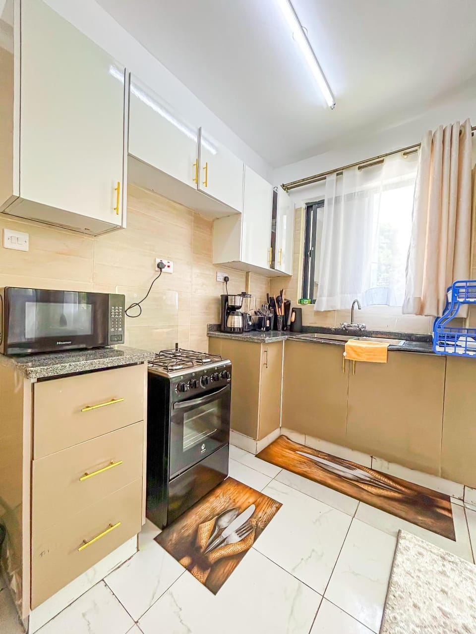 Kitchen or kitchenette, oven, stove, toaster