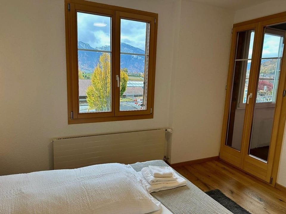 Bed, Natural landscape, Bedroom, Mountain view