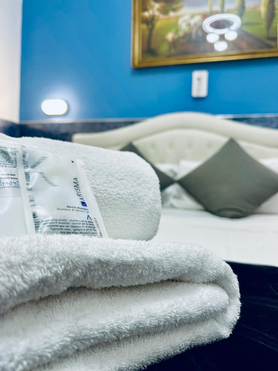Bed, Photo of the whole room, Bedroom, towels