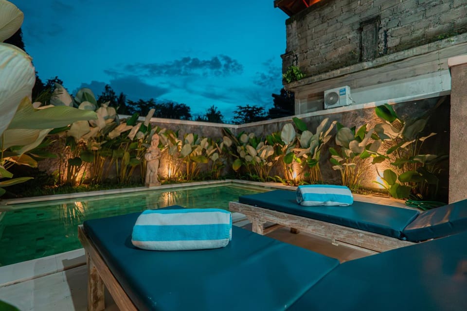 Patio, Night, Pool view, Swimming pool