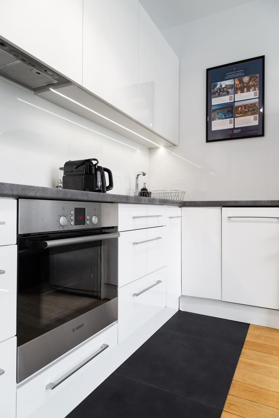 Kitchen or kitchenette, stove