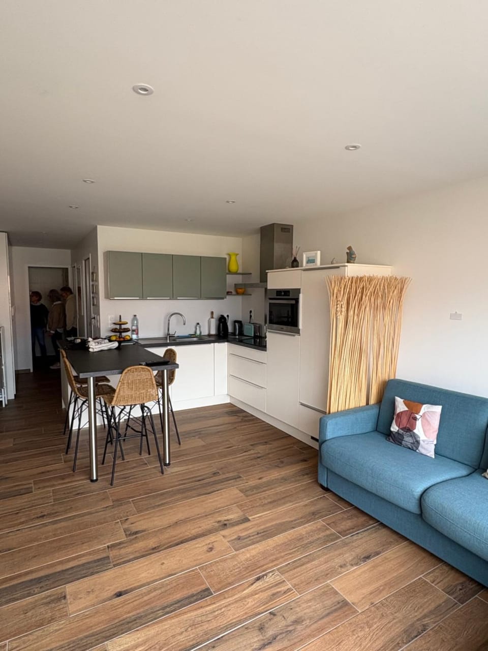 Living room, Dining area, oven, toaster, kitchen