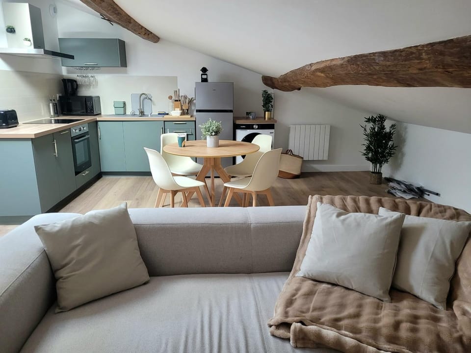 Kitchen or kitchenette, Living room, Seating area, Dining area, oven, stove