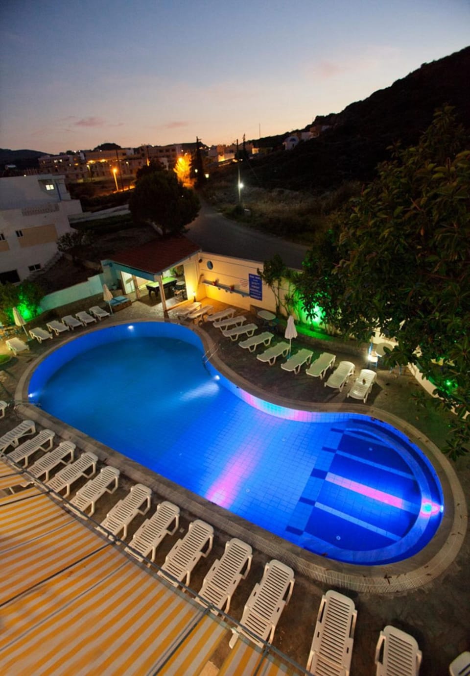Night, Pool view, Swimming pool