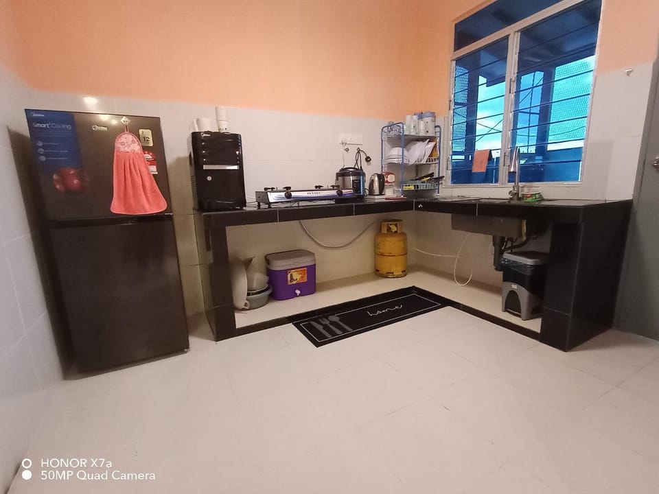 Kitchen or kitchenette, stove