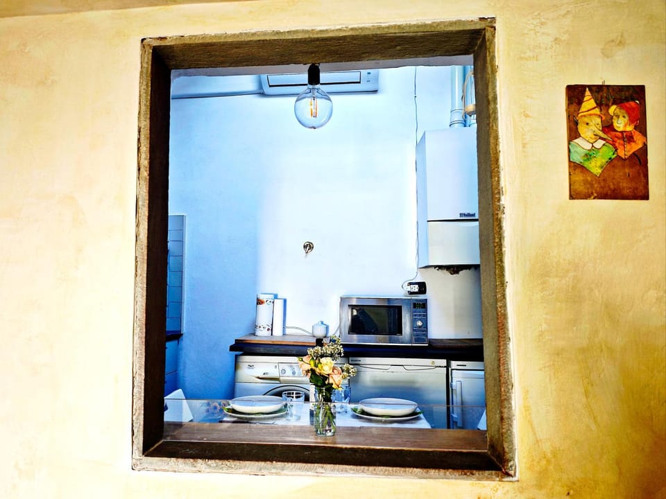Kitchen or kitchenette, washing machine