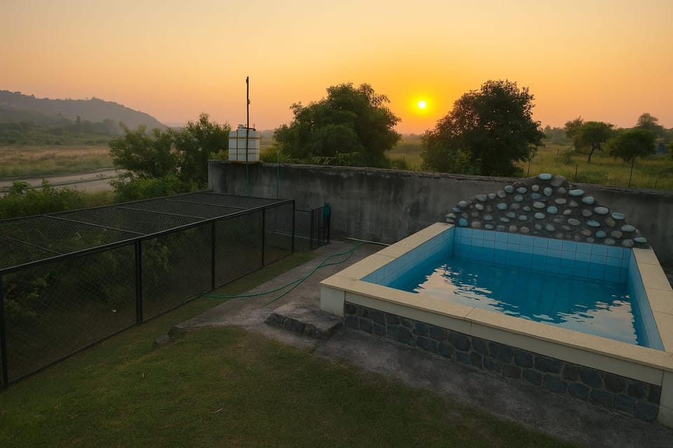 Mountain view, Pool view, Swimming pool, Sunset