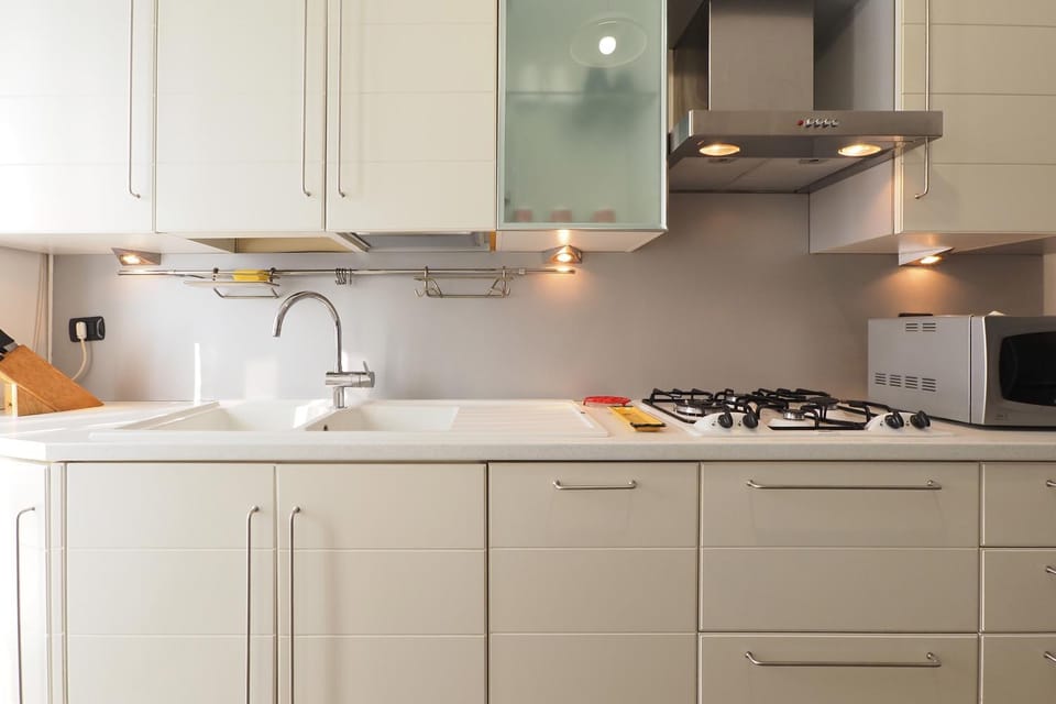 Kitchen or kitchenette, stove