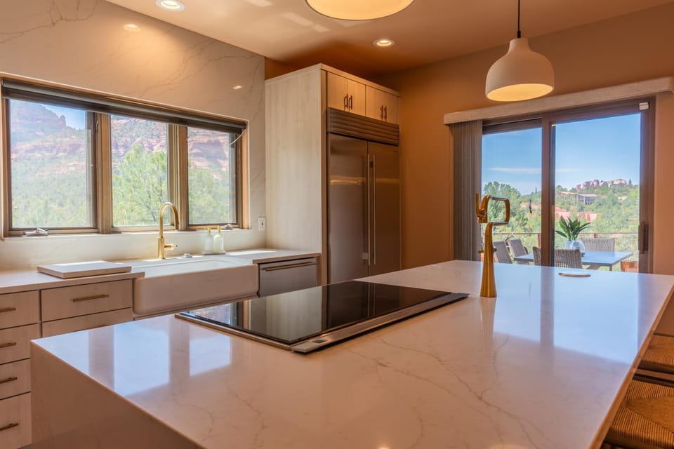 Kitchen or kitchenette, stove