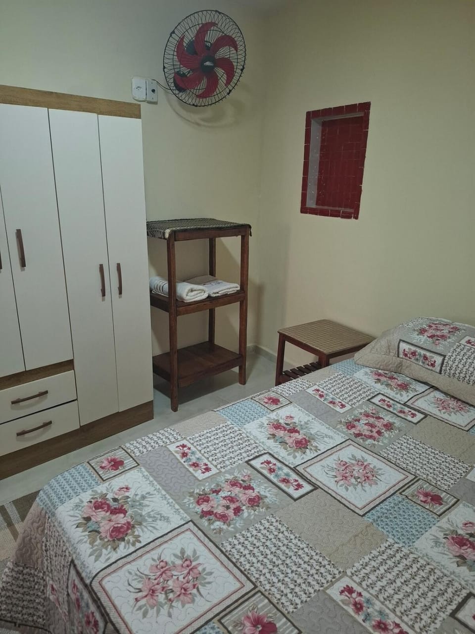 Bed, wardrobe