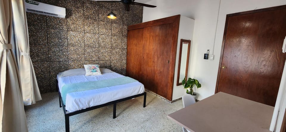 Bed, Photo of the whole room, Bedroom, wardrobe, air conditioner
