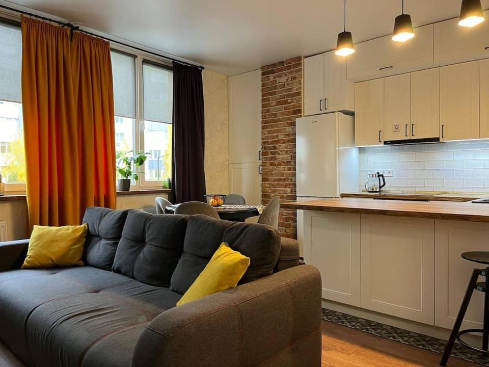 Kitchen or kitchenette, Living room, Seating area, Dining area, stove
