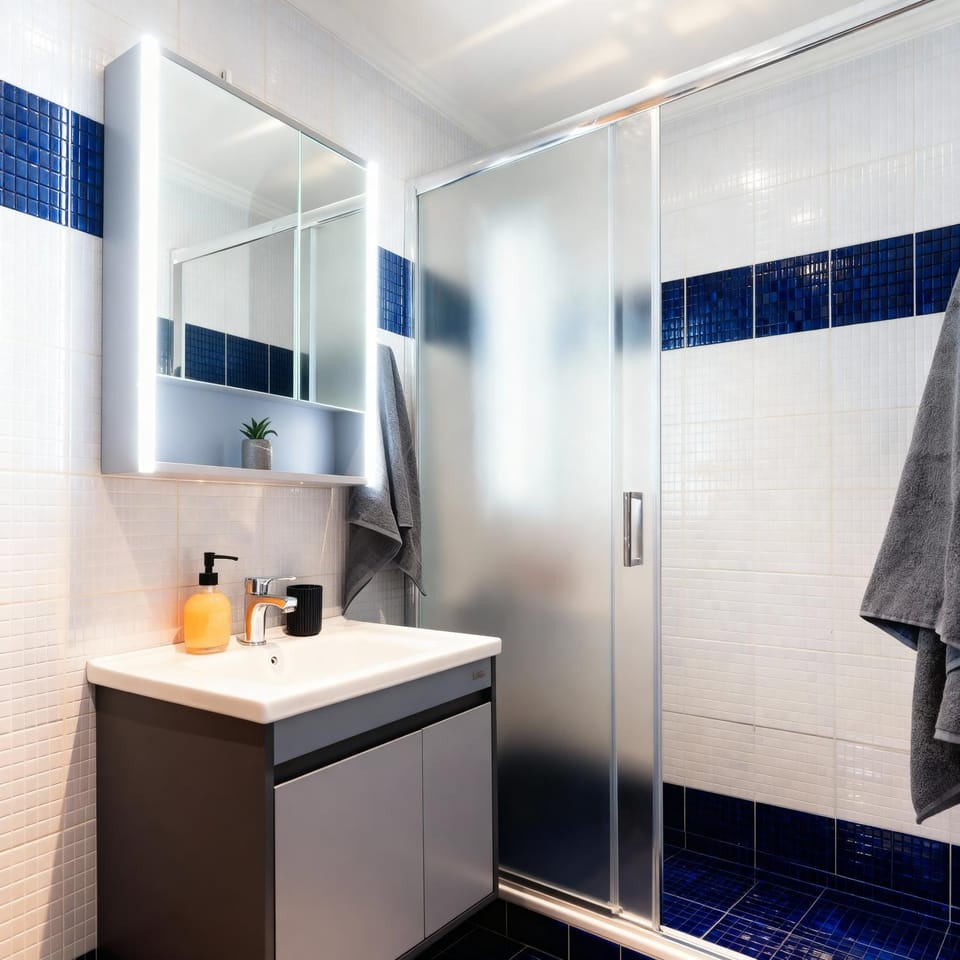 Shower, Toilet, Bathroom, hair dryier, heating, towels