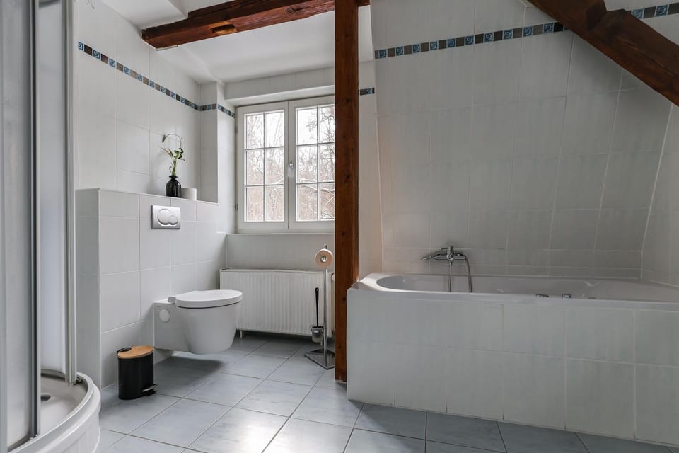 Shower, Toilet, Bathroom, Photo of the whole room, Bath, towels