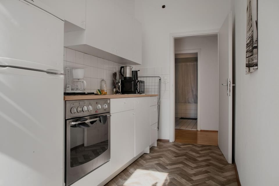 Kitchen or kitchenette, stove