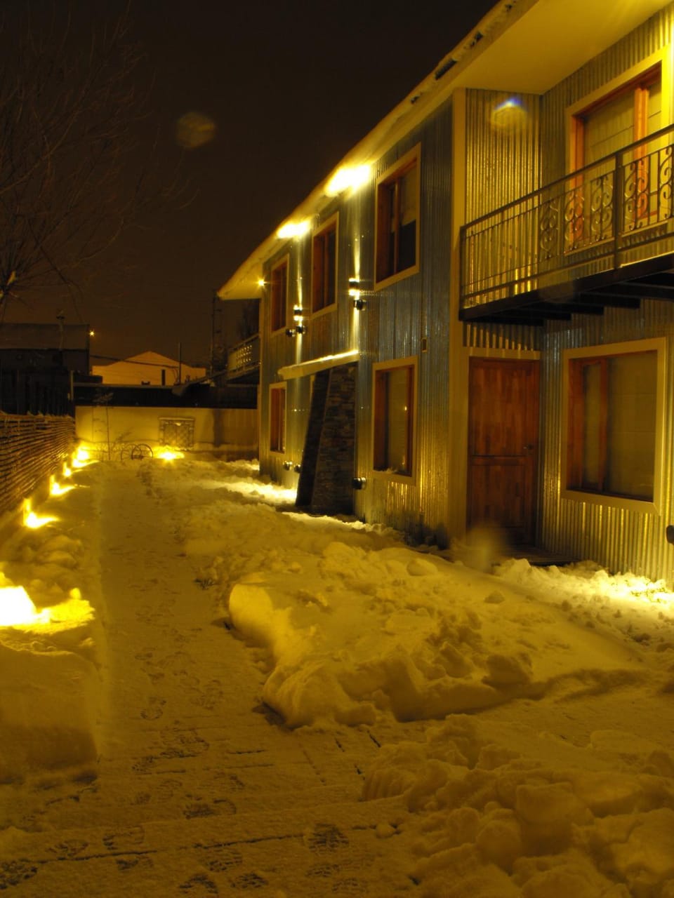 Property building, Night, Winter
