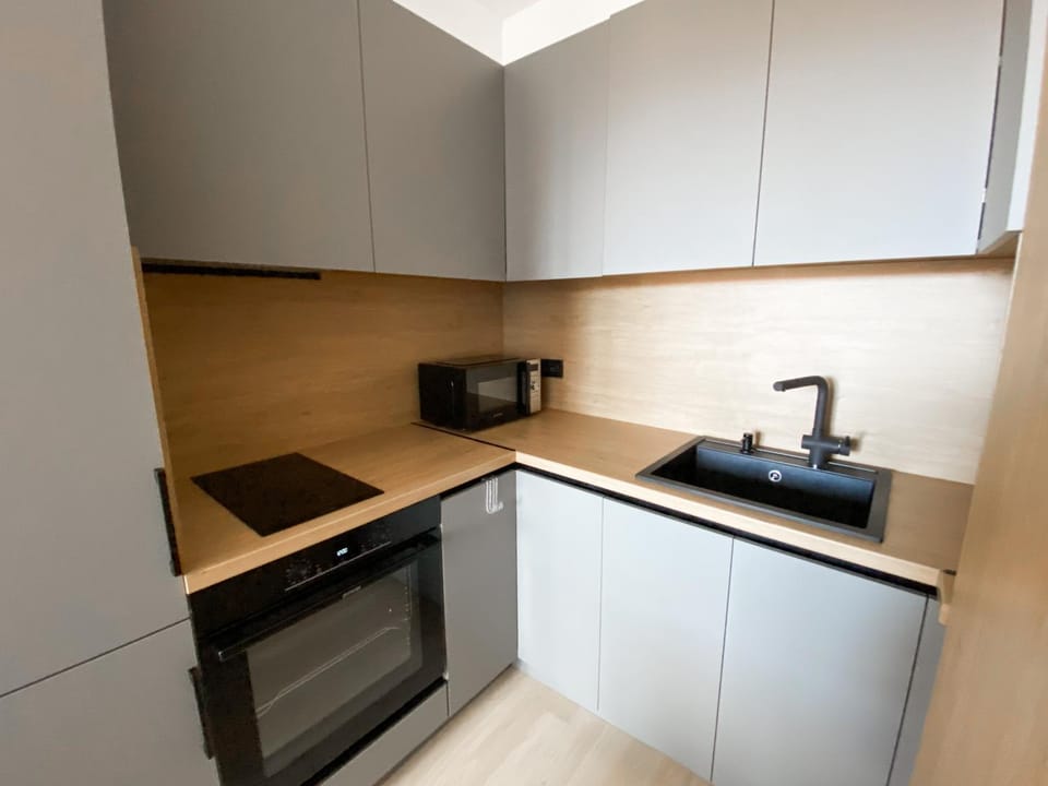 Kitchen or kitchenette, oven, stove
