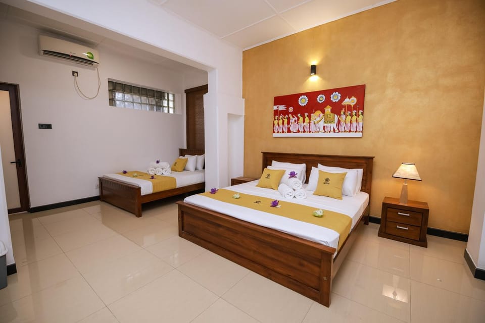 Bed, Photo of the whole room, Bedroom, towels, air conditioner