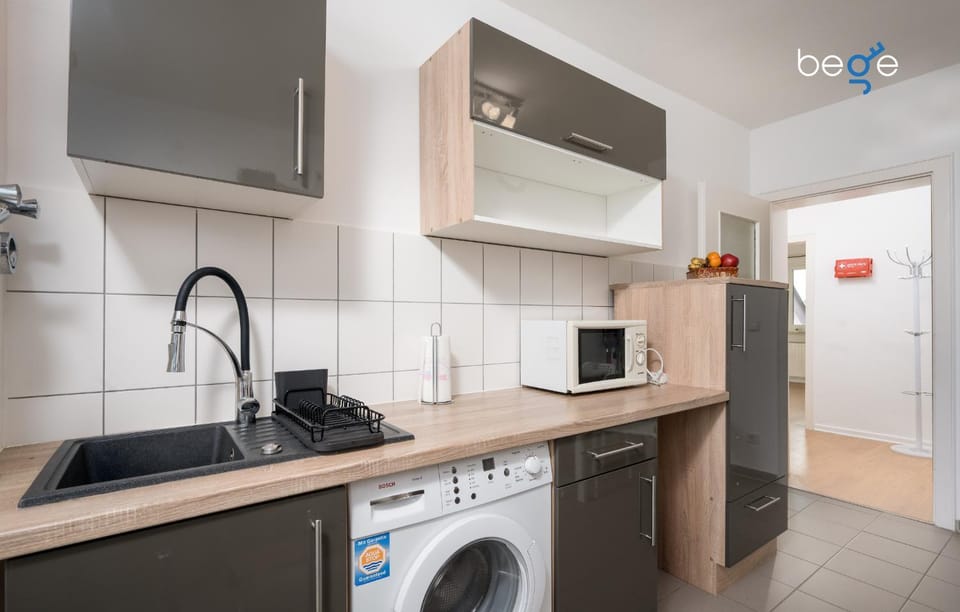 microwave, washing machine, kitchen
