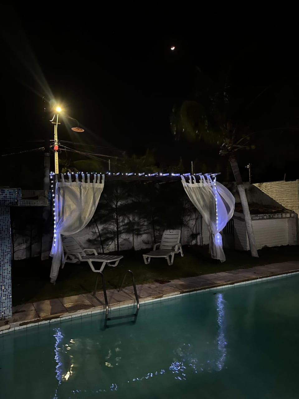 Night, Pool view, Swimming pool