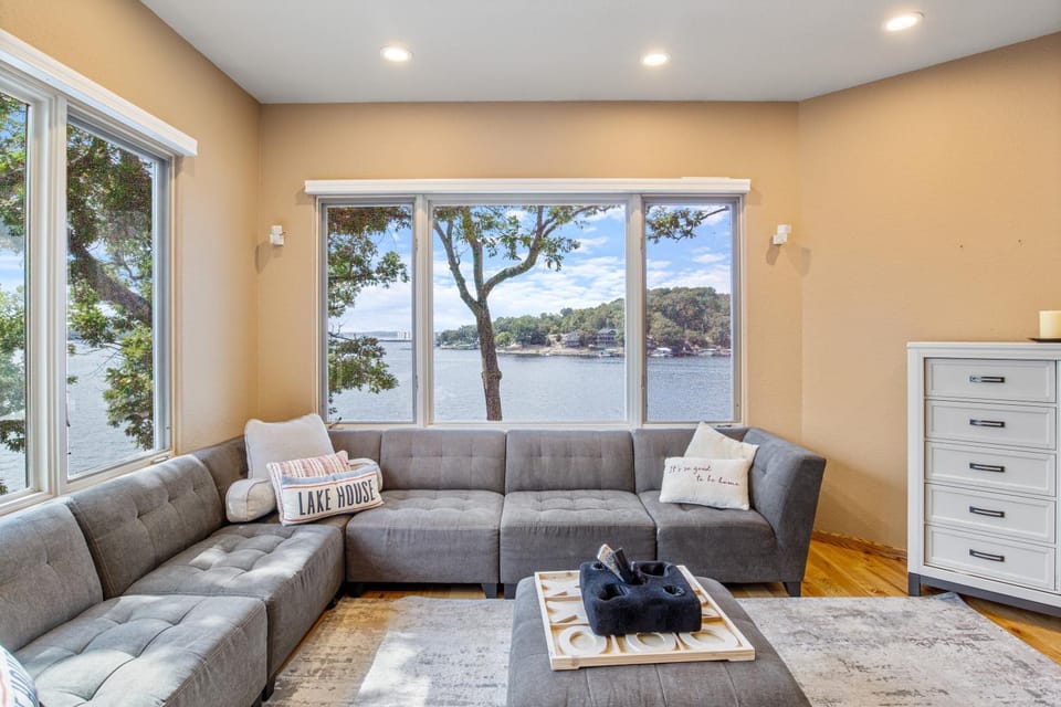 Living room, Seating area, Lake view
